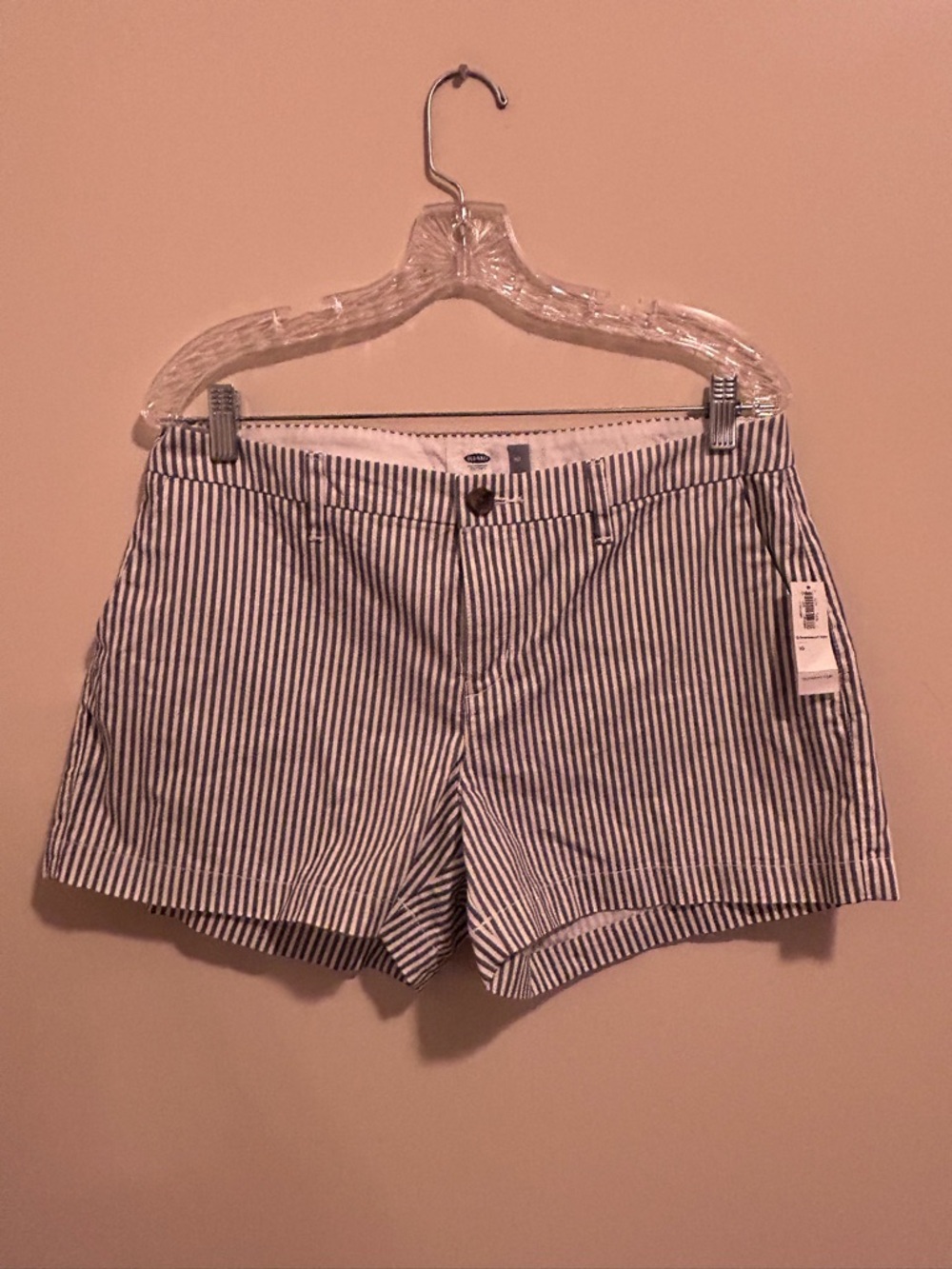 Old Navy Navy and White Seersucker Striped Cotton Bermuda Shorts
